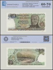 Argentina 50 Pesos Argentinos Banknote, 1983-1985 ND, P-314a.2z, UNC, Replacement, TAP 60-70 Authenticated