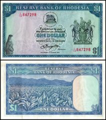 Rhodesia 1 Dollar Banknote, 1979, P-38, Used