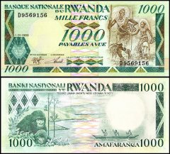 Rwanda 1,000 Francs Banknote, 1988, P-21a.1, UNC