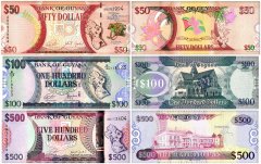 Guyana 50-500 Dollars 3 Pieces Banknote Set, 2016-2022 ND, P-36-41, UNC