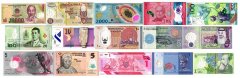 15 Pieces of Different World Mixed Foreign Banknote Set, Currency, UNC, Polymer, Vol.1