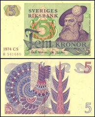 Sweden 5 Kronor Banknote, 1974, P-51c.3, UNC