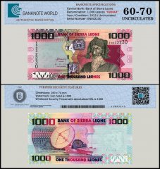 Sierra Leone 1,000 Leones Banknote, 2013, P-30b, UNC, Radar Serial #EN032230, TAP 60-70 Authenticated