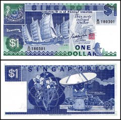Singapore 1 Dollar Banknote, 1987 ND, P-18a, UNC