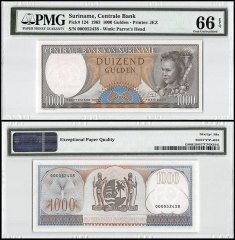 Suriname 1,000 Gulden, 1963, P-124, PMG 66