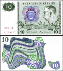 Sweden 10 Kronor Banknote, 1989, P-52e.7, UNC