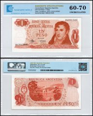 Argentina 1 Peso Banknote, 1970-1973 ND, P-287a.5, UNC, TAP 60-70 Authenticated