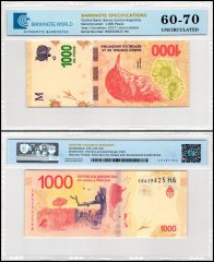 Argentina 1,000 Pesos Banknote, 2017 ND, P-366a.4, UNC, TAP 60-70 Authenticated