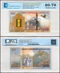 Armenia 500 Dram Banknote, 2017, P-60, UNC, Commemorative,  TAP 60-70 Authenticated