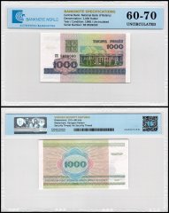 Belarus 1,000 Rublei Banknote, 1998, P-16a.1, UNC, TAP 60-70 Authenticated