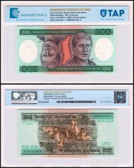 Brazil 200 Cruzeiros Banknote, 1984 ND, P-199b, UNC, Stains, TAP Authenticated