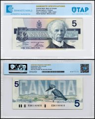 Canada 5 Dollars Banknote, 1986, P-95a.1, Used, TAP Authenticated