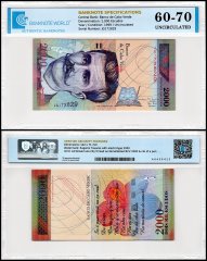 Cape Verde 2,000 Escudos Banknote, 1999, P-66, UNC, TAP 60-70 Authenticated