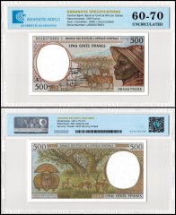 Central African States - Gabon 500 Francs Banknote, 2000, P-401Lg, UNC, TAP 60-70 Authenticated