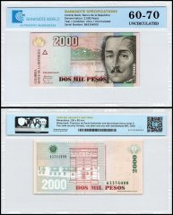 Colombia 2,000 Pesos Banknote, 2011, P-457q, UNC, TAP 60-70 Authenticated