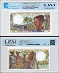 Comoros 1,000 Francs Banknote, 1994 ND, P-11b.2, UNC, TAP 60-70 Authenticated
