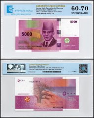 Comoros 5,000 Francs Banknote, 2006, P-18c, UNC, TAP 60-70 Authenticated