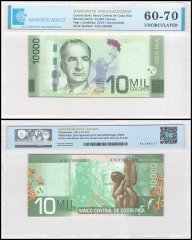Costa Rica 10,000 Colones Banknote, 2014, P-277b, UNC, TAP 60-70 Authenticated
