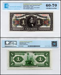 Costa Rica 1 Colon Banknote, L.1917, P-S121r, UNC, Remainder, TAP 60-70 Authenticated