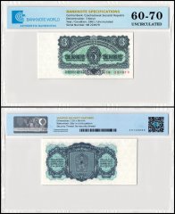 Czech Republic 3 Korun Banknote, 1961, P-81a, UNC, TAP 60-70 Authenticated