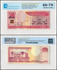 Dominican Republic 1,000 Pesos Dominicanos Banknote, 2011, P-187a, UNC, TAP 60-70 Authenticated
