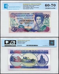 Falkland Islands 50 Pounds Banknote, 1990, P-16, UNC, TAP 60-70 Authenticated