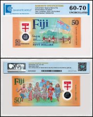 Fiji 50 Dollars Banknote, 2020, P-121, UNC, Commemorative, Polymer, TAP 60-70 Authenticated