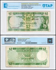 Fiji 2 Dollars Banknote, 1974 ND, P-72c, Used, TAP Authenticated
