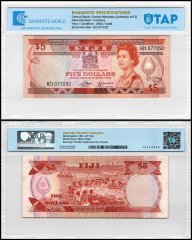 Fiji 5 Dollars Banknote, 1980 ND, P-78, Used, TAP Authenticated