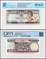 Fiji 1 Dollar Banknote, 1987 ND, P-86, Used, TAP Authenticated