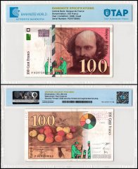 France 100 Francs Banknote, 1997-1998, P-158, Used, TAP Authenticated