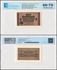 Germany 1 Reichsmark Banknote, 1940-1945 ND, P-R136a, UNC, TAP 60-70 Authenticated