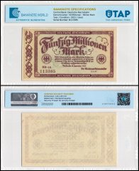 Germany 50 Millionen - Million Mark Banknote, 1923, P-S1016, Used, TAP Authenticated