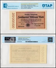 Germany 200 Millionen - Million Mark Banknote, 1923, P-S1018, Used, TAP Authenticated