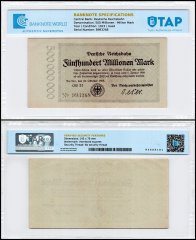 Germany 500 Millionen - Million Mark Banknote, 1923, P-S1019, Used, TAP Authenticated