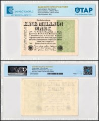 Germany 1 Million Mark Banknote, 1923, P-102, Used, TAP Authenticated
