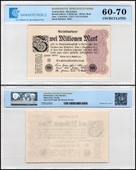 Germany 2 Millionen - Million Mark Banknote, 1923, P-104b, UNC, TAP 60-70 Authenticated