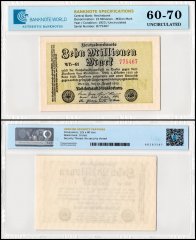 Germany 10 Millionen - Million Mark Banknote, 1923, P-106b, UNC, TAP 60-70 Authenticated