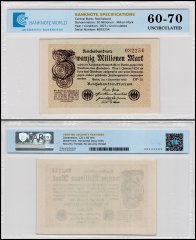 Germany 20 Millionen - Million Mark Banknote, 1923, P-108d, UNC, TAP 60-70 Authenticated