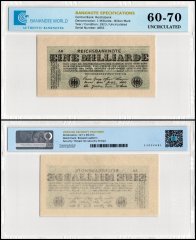 Germany 1 Milliarde - Billion Mark Banknote, 1923, P-122a.1, UNC, TAP 60-70 Authenticated