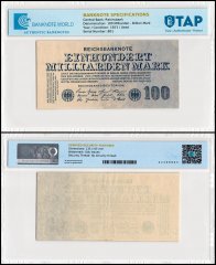 Germany 100 Milliarden - Billion Mark Banknote, 1923, P-126, Used, TAP Authenticated