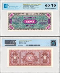 Germany 100 Mark Banknote, 1944, P-197a, UNC, TAP 60-70 Authenticated