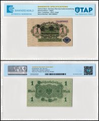 Germany 1 Mark Banknote, 1914, P-52, Used, TAP Authenticated