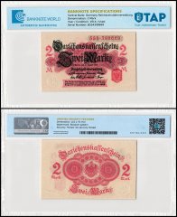 Germany 2 Mark Banknote, 1914, P-53, Used, TAP Authenticated