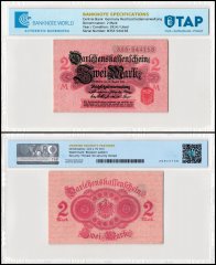 Germany 2 Mark Banknote, 1914, P-54, Used, TAP Authenticated