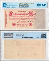 Germany 500,000 Mark Banknote, 1923, P-92, Used, TAP Authenticated