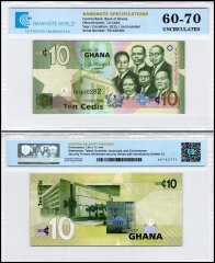 Ghana 10 Cedis Banknote, 2015, P-39f, UNC, TAP 60-70 Authenticated