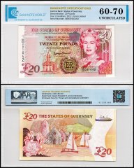 Guernsey 20 Pounds Banknote, 2012, P-61, UNC, Commemorative, TAP 60-70 Authenticated