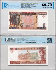 Guinea 1,000 Francs Banknote, 1998, P-37, UNC, TAP 60-70 Authenticated