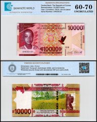 Guinea 10,000 Francs Banknote, 2018, P-49Aa.1, UNC, TAP 60-70 Authenticated